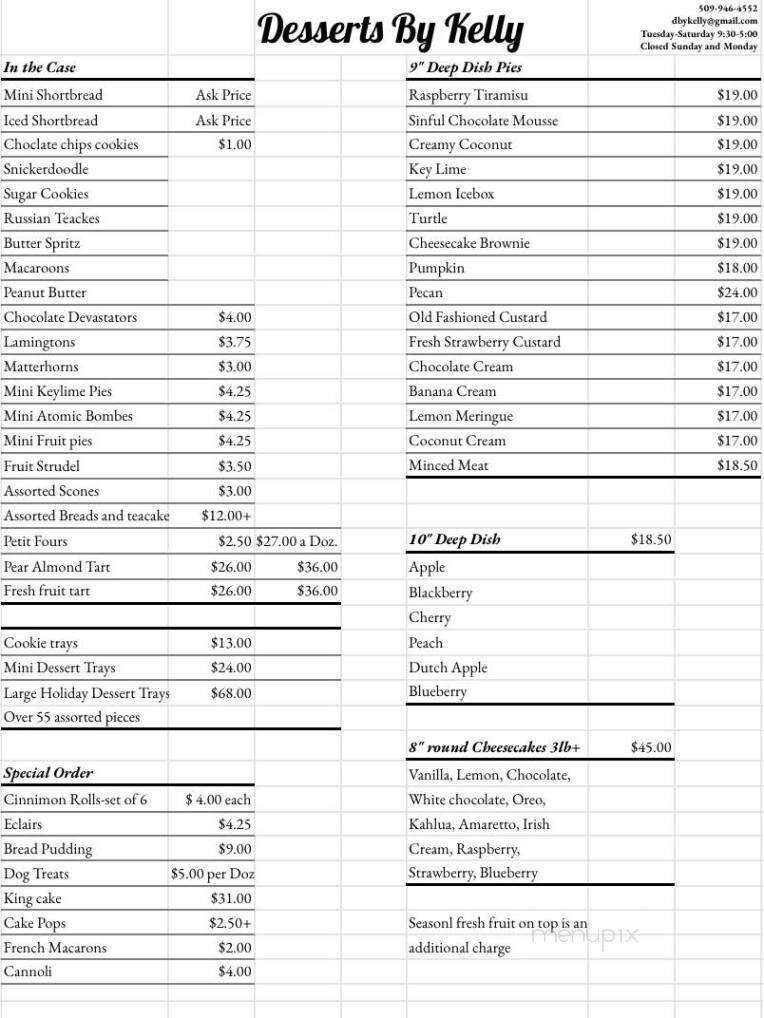 Desserts By Kelly menu 1